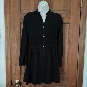 Zara Black Button-Up Long Sleeve Dress Size XS